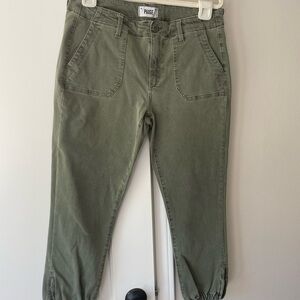 Paige Olive Green Jogger Pants with side ankle zippers